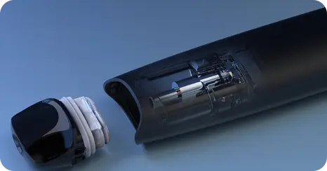 A CCELL vape with a detached mouth piece